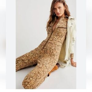 Free People Floral Zip-Up Jumpsuit